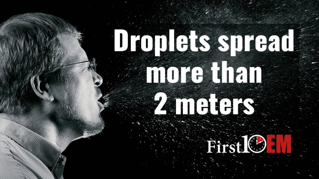 droplets spread more than 2 meters
