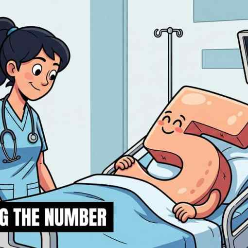 Treating the number, a female doctor takes care of a large number 5